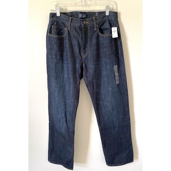 Gap Relaxed Denim Jeans Dark Wash Blue Size 31x34 NEW - Picture 1 of 7